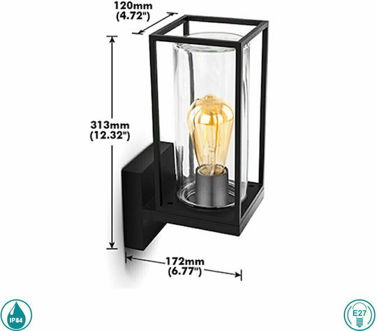 Lutec Flair Wandmontierte Außen-Laterne E27 IP44 17.2x12x31.3εκ.