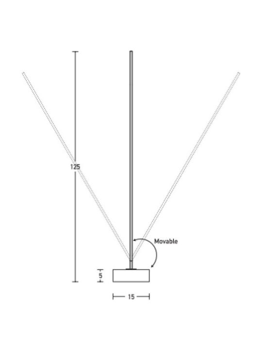 Zambelis Lights LED Floor Lamp H125xW15cm. with Warm White Light 1200lm Black