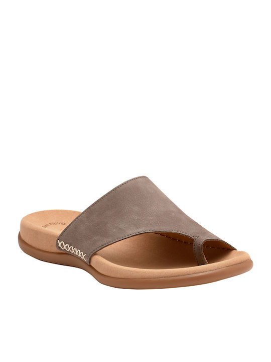03700 Leather Women's Flat Sandals Anatomic in Gray Color