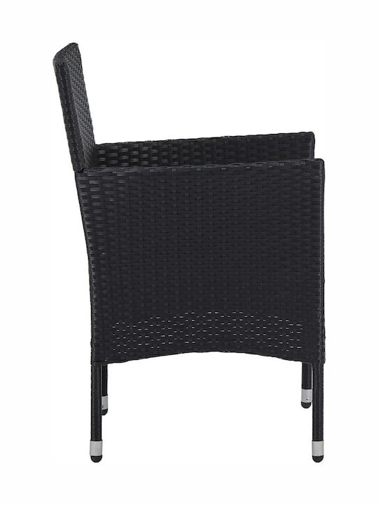 Outdoor Chair Rattan Black / Cream Pillow with Cushion 2pcs 52x57x84cm