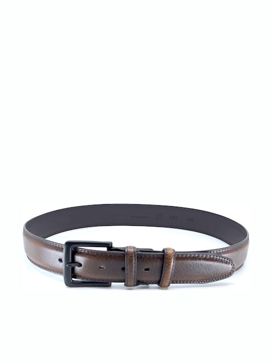 Black Wide Men's Belt Leather Brown