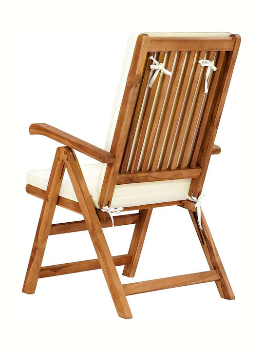 Außenstuhl Hölzernes Teak / Cream Pillow mit Kissen 2Stück 57x57x104cm.