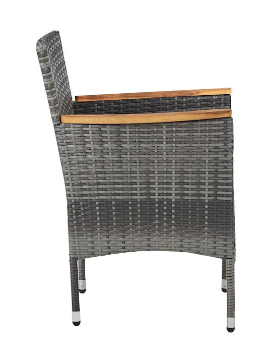 Outdoor Chair Rattan Grey / Dark Grey Pillow with Cushion 2pcs 52x57x84cm