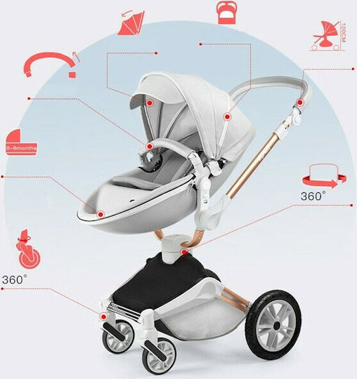 Hot Mom 360° Adjustable 2 in 1 Baby Stroller Suitable for Newborn Brown 18.5kg