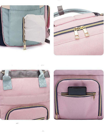 Lequeen Diaper Bag Pink - Grey 39x30x39cm.