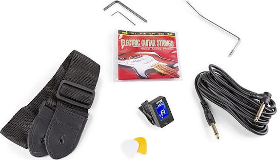 Max Audio Gigkit Set Electric Guitar Stratocaster with SSS Pickup Configuration Black with Case