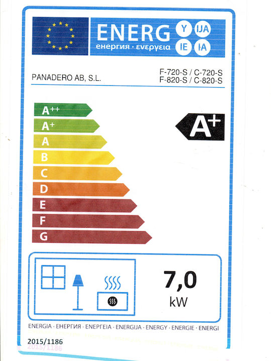 Panadero Insert F-820-S Ενεργειακό Τζάκι Ξύλου 7kW Ίσιο με Συρόμενη Πόρτα