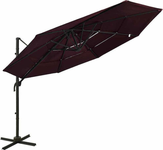 Umbrelă Suspendată Rotundă Din Aluminiu Burgundă Φ3xÎnălțime2.47m