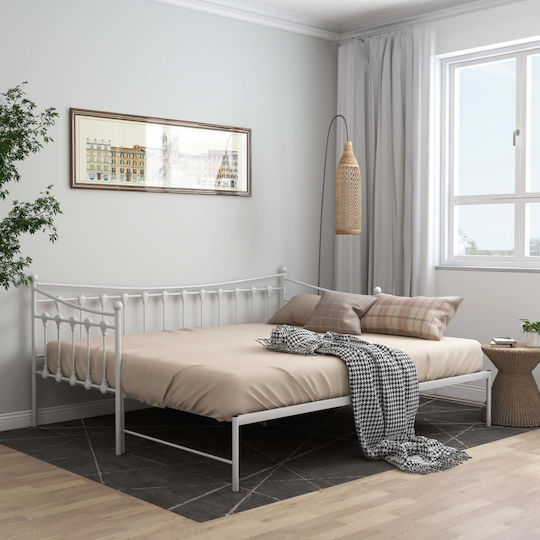 Single Metal White Sofa Bed for Mattress 90x200cm