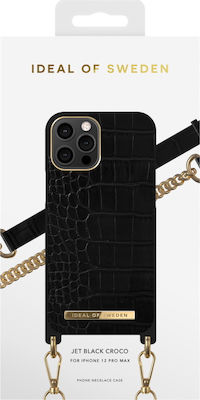 iDeal Of Sweden Synthetic Leather Back Cover with Strap Jet Black Croco (iPhone 12 Pro Max)