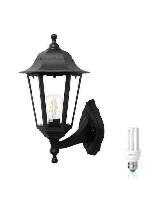 Fos me Wall-Mounted Outdoor Lantern IP44 E27 Black