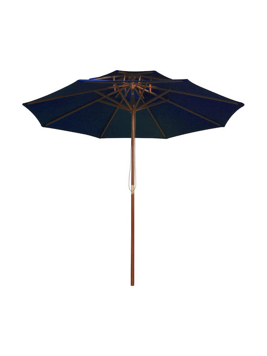 Garden & Terrace Floor Wooden Round Parasol Μπλε