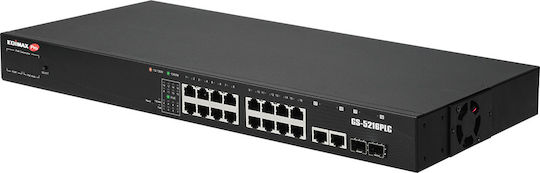 Edimax GS-5216PLC Unverwaltet L2 PoE+ Switch mit 16 Ports Gigabit (1Gbps) Ethernet und 2 SFP Ports