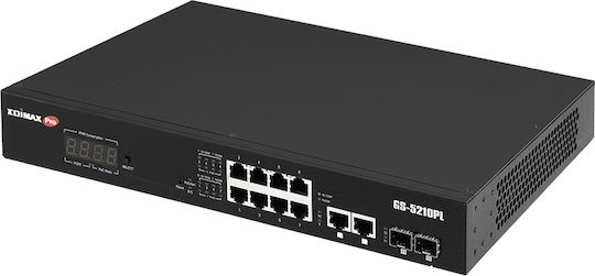 Edimax GS-5210PL Unmanaged L2 PoE+ Switch with 10 Gigabit (1Gbps) Ethernet Ports and 2 SFP Ports