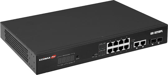Edimax GS-5210PL Unmanaged L2 PoE+ Switch with 10 Gigabit (1Gbps) Ethernet Ports and 2 SFP Ports