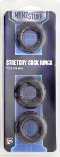 Dream Toys Menzstuff Stretchy Cock RIngs Smoke 3pcs