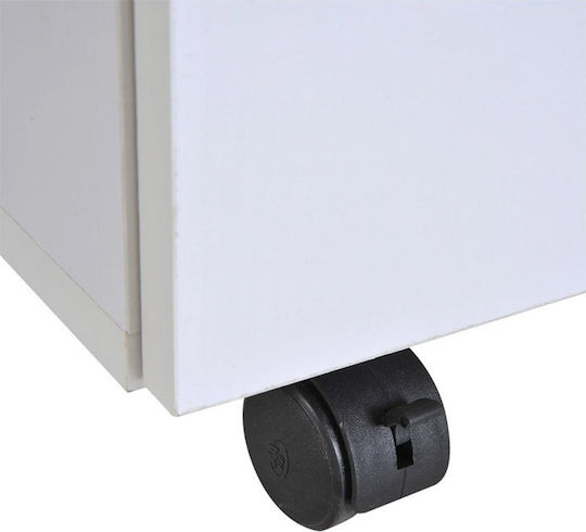 Cabinet de Birou cu roți Alb 60x35x65cm