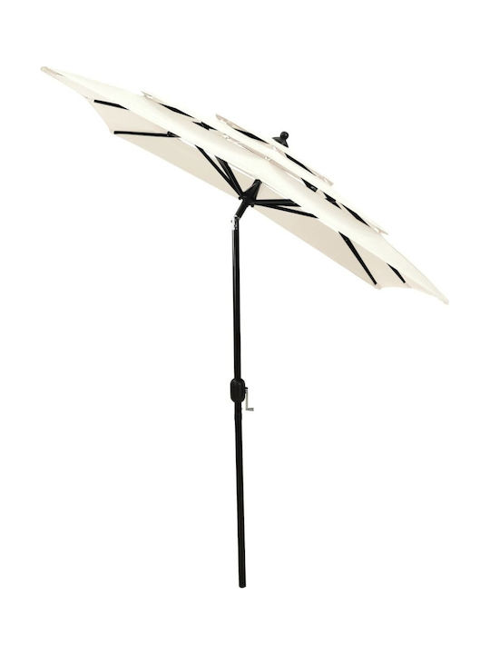Professional Circular Aluminum Garden & Terrace Parasol White Sand F2xY2.4m