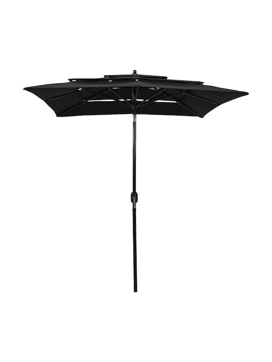 Professional Garden & Terrace Floor Aluminium Round Parasol Μαύρο D2xH2.4m