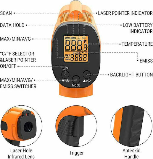 Thermo Pro Infrared Thermometer -50°C to 550°C with Distance Ratio 12:1 TP-30