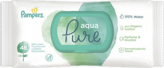 Pampers Pure Aqua Hypoallergenic Baby Wipes with 99% Water, without Perfume, Alcohol & Parabens 2x48pcs