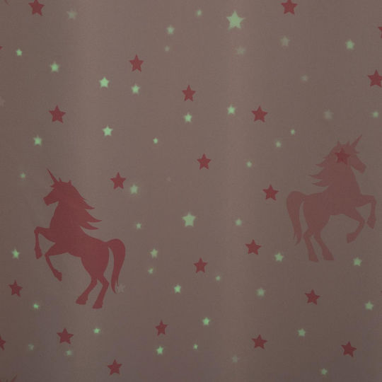 Atmosphera Παιδική Κουρτίνα Συσκότισης Φωσφοριζέ Unicorn με Τρουκς Πορτοκαλί 140x250εκ.