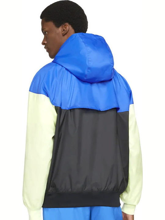 Nike Sportswear Ανδρικό Μπουφάν Bomber Αντιανεμικό για Άνοιξη Black / Signal Blue / Lime