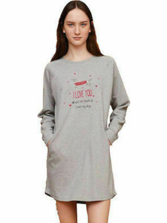 Noidinotte Winter Cotton Women's Nightdress Gray 2025