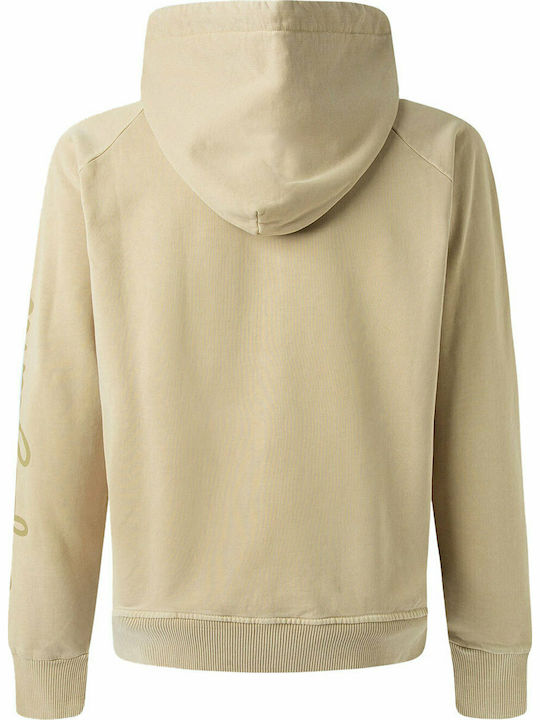 Pepe Jeans Men's Sweatshirt Jacket with Hood and Pockets Beige