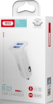 XO Car Charger White CC31 Total Intensity 2.4A with Ports: 2xUSB