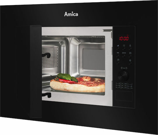 Amica AMGB20E2GB Εντοιχιζόμενος Φούρνος Μικροκυμάτων με Grill 20lt Μαύρος