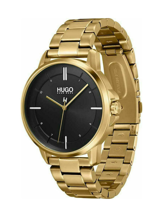 Hugo Boss Focus Uhr Batterie mit Gold Metallarmband