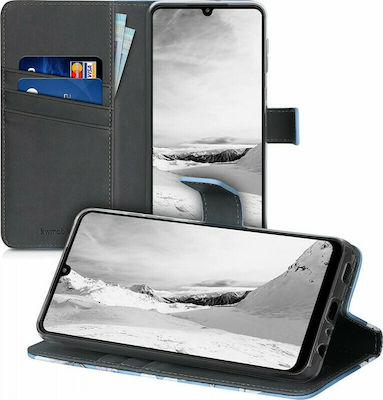 KWmobile Magnolias Brieftasche Synthetisches Leder Taupe / White / Blue Grey (Galaxy A22 4G) 55496.01