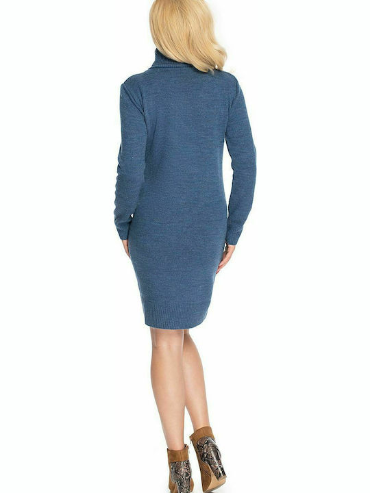 PeeKaBoo Winter Denim Long Sleeve Maternity Mini Dress 70033 Blue