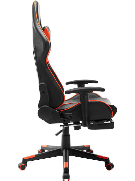 vidaXL 20516 Καρέκλα Gaming Δερματίνης με Ρυθμιζόμενα Μπράτσα και Υποπόδιο Μαύρο/Πορτοκαλί