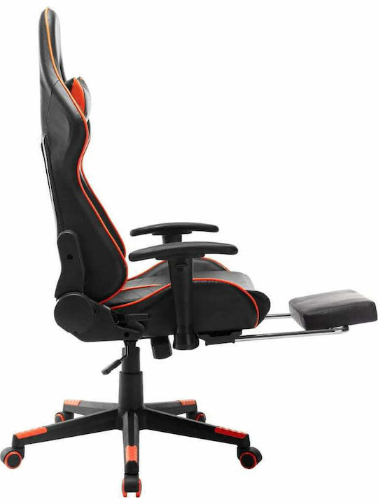 vidaXL 20516 Καρέκλα Gaming Δερματίνης με Ρυθμιζόμενα Μπράτσα και Υποπόδιο Μαύρο/Πορτοκαλί