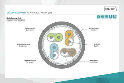 Digitus S/FTP Cat.6 Ethernet Cable 10m White