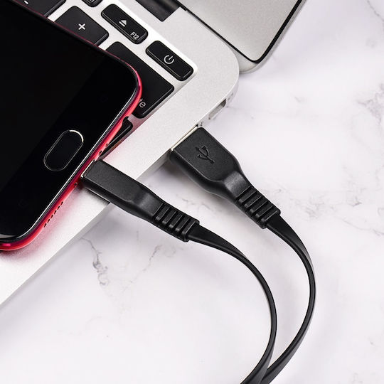 Borofone BX23 Flach USB 2.0 auf Micro-USB-Kabel Schwarz 1m 1Stück