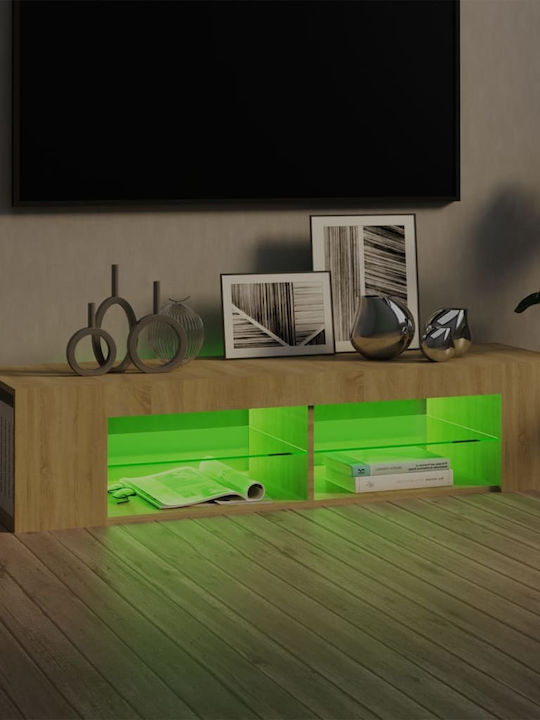 TV-Ständer mit LED-Beleuchtung Sonoma Eiche M135xT39xH30cm