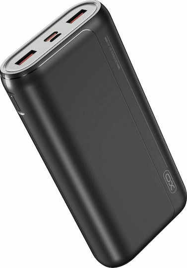 XO PR126 Power Bank 10000mAh 22.5W with 2 USB-A Output Ports and USB-C Output Port Quick Charge Black