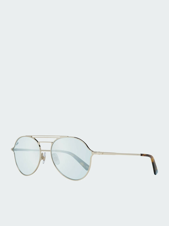 Web Men's Sunglasses with Gold Metal Frame and Light Blue Lens WE0230 32X