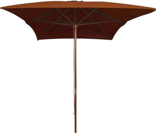 Umbrelă Din Lemn Cu Rezistență La Vânt Teracotă Umbrelă Din Lemn Cu Rezistență La Vânt Teracotă