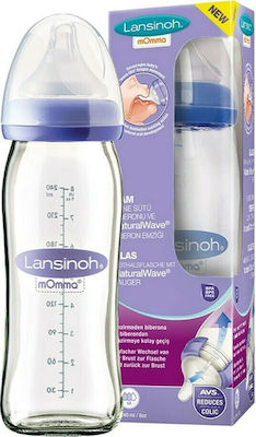 Lansinoh Glass Bottle with Silicone Nipple for 9+ months 240ml 1pcs