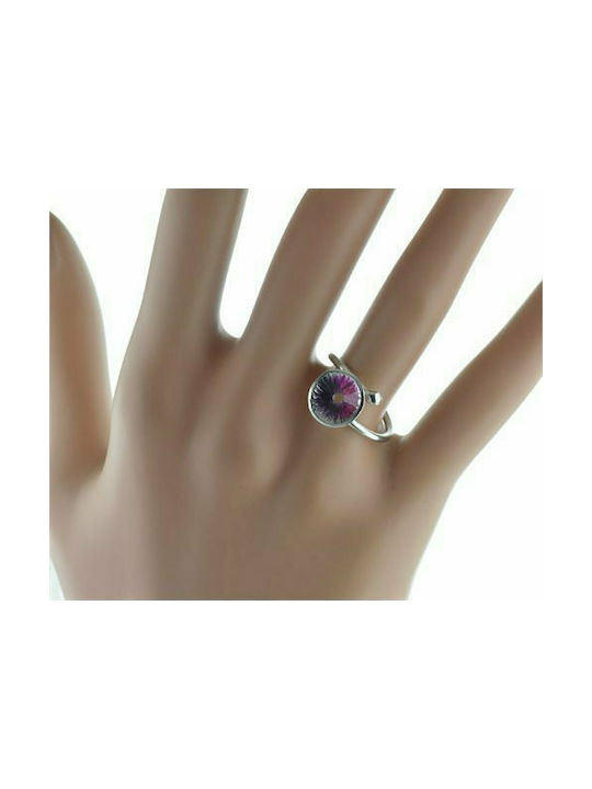 Paraxenies Women's Silver Ring with Enamel