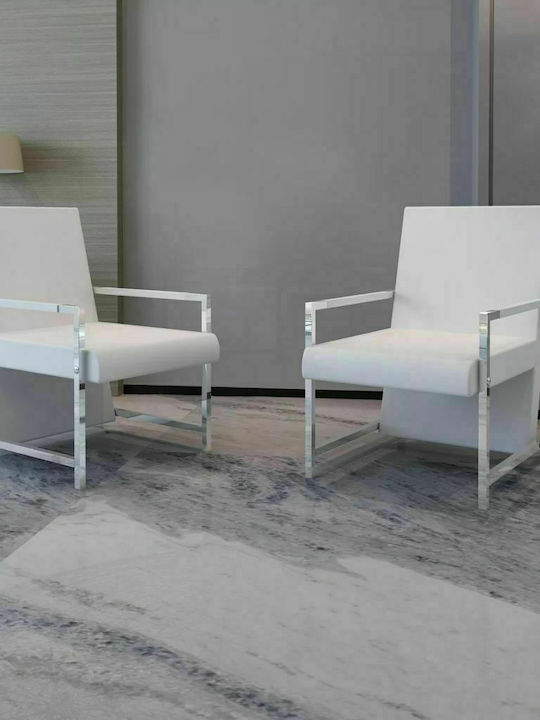 Πολυθρόνα Επισκέπτη με Μπράτσα Λευκή 53x69x73cm 2τμχ