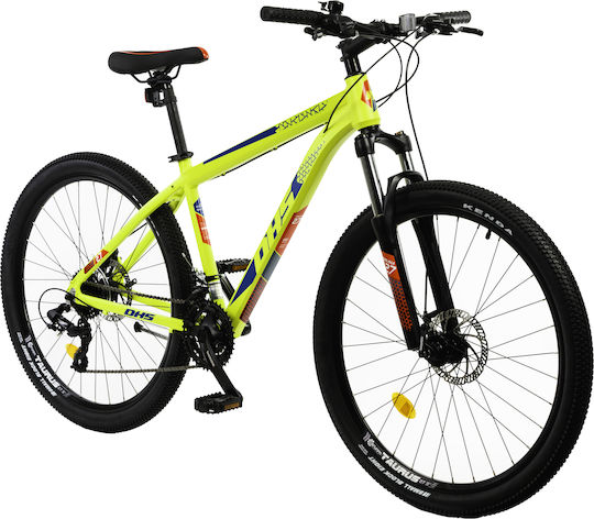 DHS 2727 27.5" 2021 Yellow Mountain Bike With 21 Speeds And Mechanical Disc Brakes