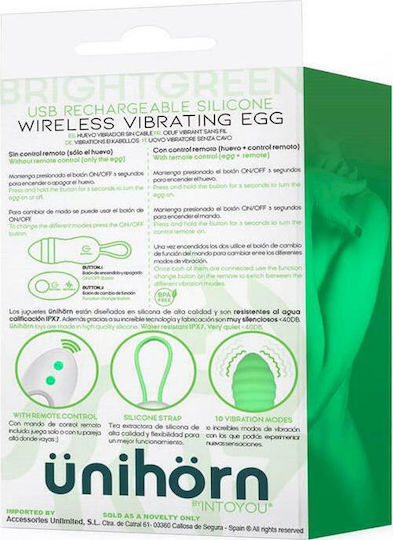 IntoYou Ünihörn Brightgreen Vibrator Egg with Remote Control 12cm Green