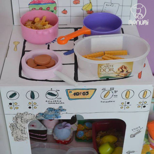 Monumi Боядисване Детска кухня XXL Kitchen Cooker от 3D бял картон за рисуване