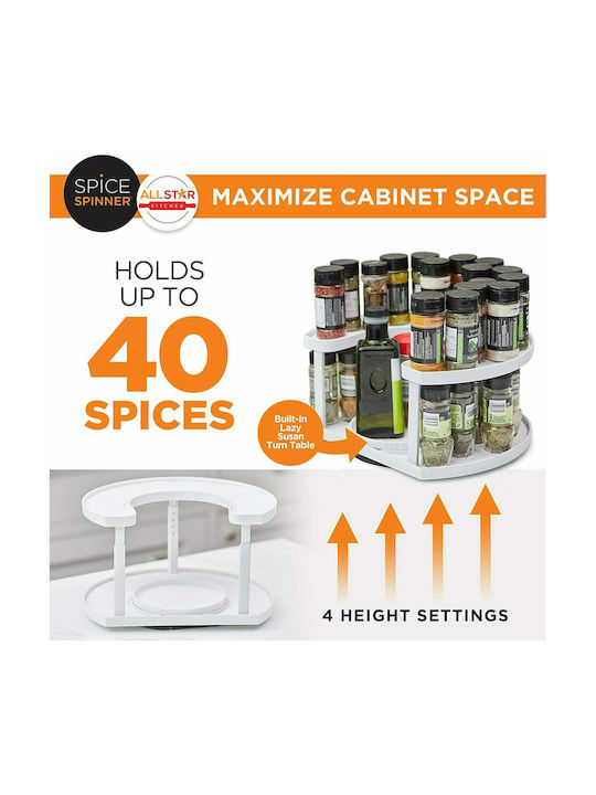 Plastic Tabletop Rotating Spice Rack Spice Spinner White