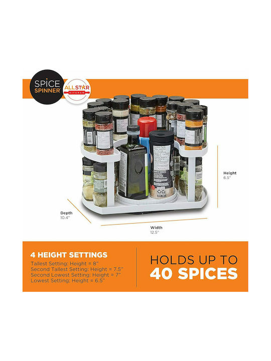 Plastic Tabletop Rotating Spice Rack Spice Spinner White